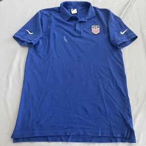Nike Team USA Soccer Polo Men's Short Sleeve Size L Blue Soccer USMNT